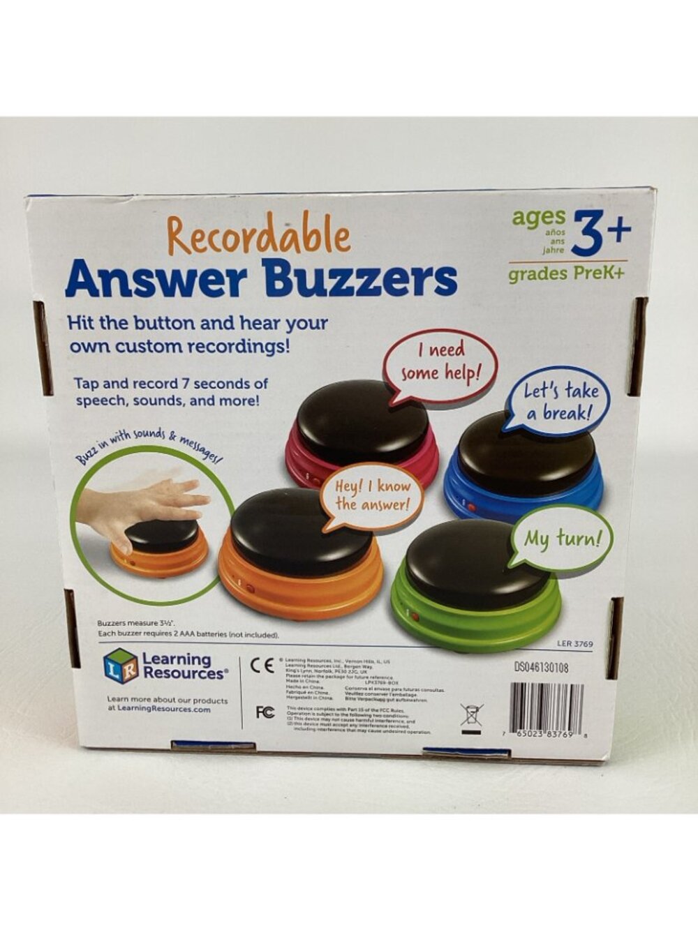 Learning Resources Recordable Answer Buzzers Custom Buttons Color Base Set - Picture 5 of 6
